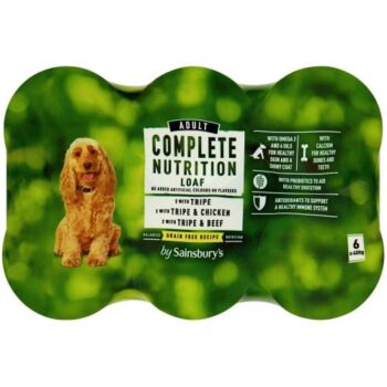Sainsbury's Complete Nutrition Adult Dog Food Loaf with Tripe Selection (6 x 400g)