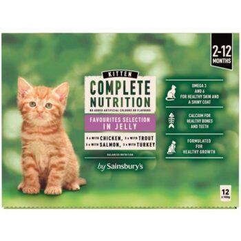 Sainsbury's Complete Nutrition Meat & Fish Selection in Jelly Kitten Food (12 x 100g)