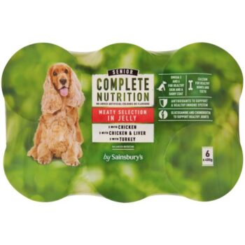 Sainsbury's Complete Nutrition Senior Dog Food Meat Selection in Jelly (6 x 400g)
