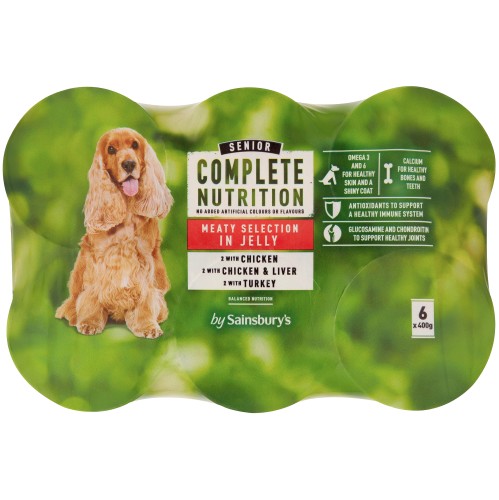 Sainsbury's Complete Nutrition Senior Dog Food Meat Selection in Jelly (6 x 400g)