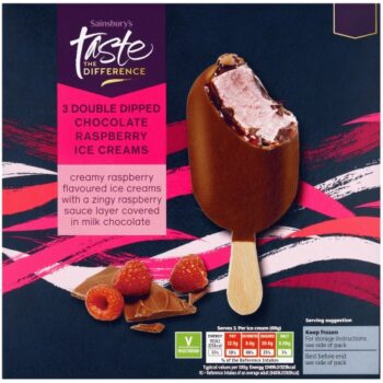 Sainsbury's Double Dipped Chocolate Raspberry Ice Creams Taste the Difference (3 x 88g)