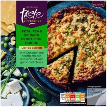 Sainsbury's Feta Pea & Spinach Crustless Quiche Limited Edition Taste the Difference (400g)