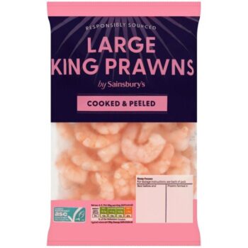 Sainsbury's Frozen Cooked & Peeled Large King Prawns ASC (400g)
