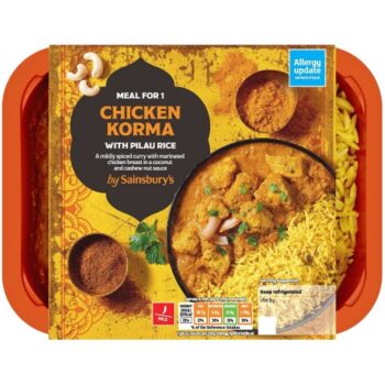Sainsbury's Indian Chicken Korma with Pilau Rice Ready Meal for 1 (400g)