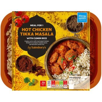 Sainsbury's Indian Hot Chicken Tikka Masala & Cumin Rice Ready Meal For 1 (400g)