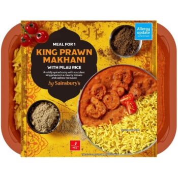 Sainsbury's Indian King Prawn Makhani with Pilau Rice Ready Meal for 1 (400g)