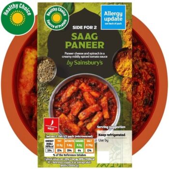 Sainsbury's Indian Saag Paneer Ready Meal Side For 2 (300g)