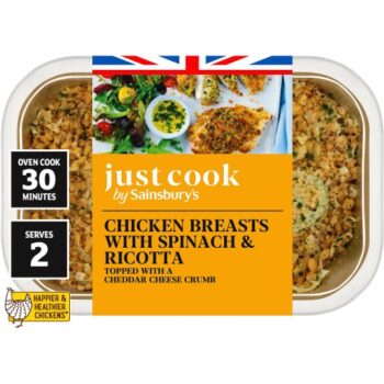 Sainsbury's Just Cook Chicken Breasts with Spinach & Ricotta (360g)
