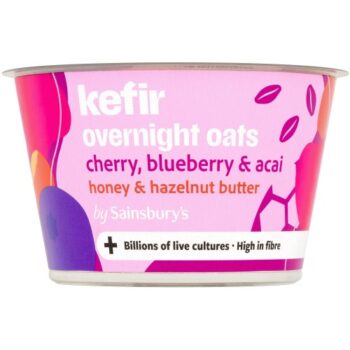 Sainsburys Kefir Overnight Oats Cherry & Blueberry (185g)