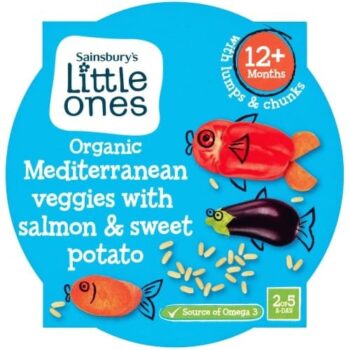 Sainsbury's Little Ones Organic Mediterranean Veggies with Salmon & Sweet Potato 12+ Months (200g)