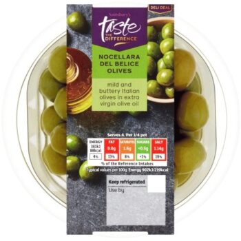 Sainsbury's Nocellara Del Belice Olives Taste the Difference (160g)
