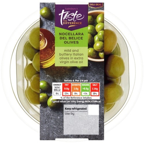Sainsbury's Nocellara Del Belice Olives Taste the Difference (160g)