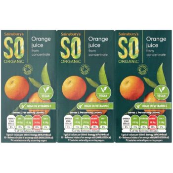 Sainsbury's Orange Juice Drink SO Organic (3 x 200ml)