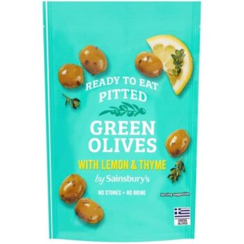 Sainsbury's Pitted Green Olives with Lemon & Thyme (70g)