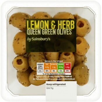 Sainsbury's Queen Olives with Lemon & Herb (160g)