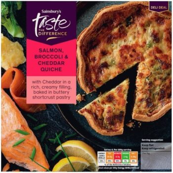 Sainsbury's Salmon Broccoli & Vintage Cheddar Quiche Taste the Difference (400g)