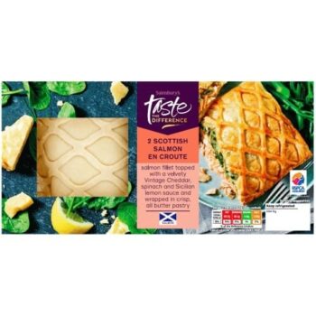Sainsbury's Scottish Salmon Spinach & Cheddar En Croute Taste the Difference (2 x 380g)
