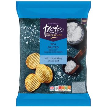 Sainsbury's Sea Salted Ridge Cut Hand Cooked Crisps Taste the Difference (150g)