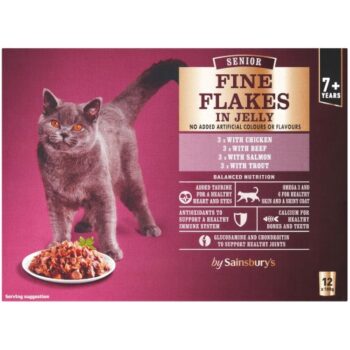 Sainsbury's Senior Fine Flakes Meat & Fish Selection in Jelly Cat Food 7+ Years (12 x 100g)