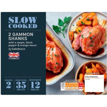 Sainsbury's Slow Cooked British Gammon Shanks with Maple Black Pepper & Orange Sauce (Serves 2) (2 x 680g)