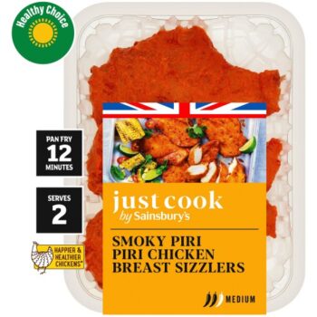 Sainsbury's Smoked Piri Piri British Chicken Breast Sizzlers (315g)