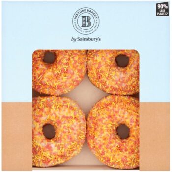 Sainsbury's White Iced Ring Doughnuts (4)