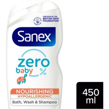 Sanex Zero% Hypoallergenic Nourishing Baby Bath Foam & Shampoo (450ml)