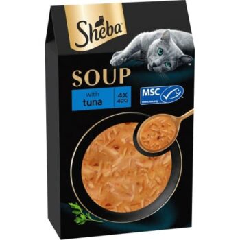 Sheba Classics Soup Adult Wet Cat Food Pouches with Tuna Fillets (4 x 40g)