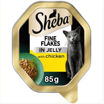 Sheba Fine Flakes Adult Cat Food Tray with Chicken in Jelly (85g)