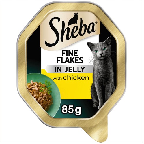 Sheba Fine Flakes Adult Cat Food Tray with Chicken in Jelly (85g)