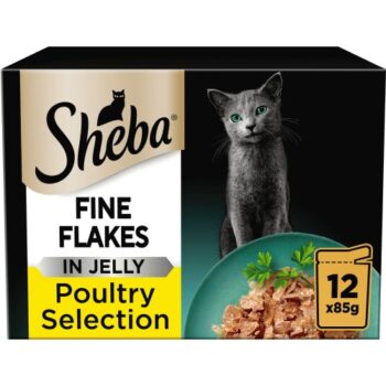 Sheba Fine Flakes Cat Food Pouches Poultry In Jelly (12 x 85g)