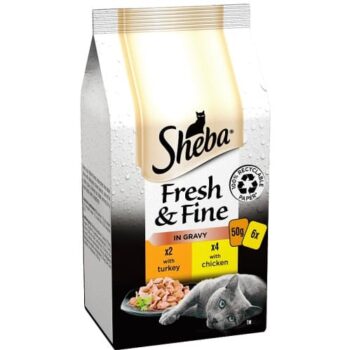 Sheba Fresh & Fine Wet Cat Food Pouches Poultry & in Gravy (6 x 50g)