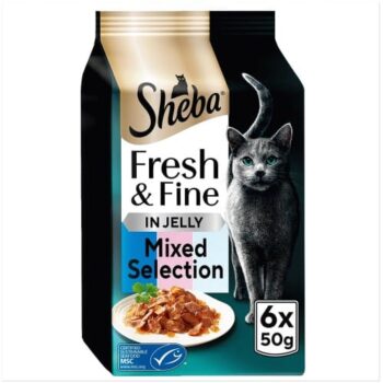 Sheba Fresh & Fine Wet Cat Food Pouches Tuna & Salmon (6 x 50g)