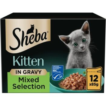 Sheba Kitten Wet Cat Food Mixed Selection in Gravy (12 x 85g)