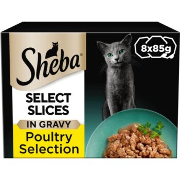 Sheba Select Slices Cat Food Tray Mixed Poultry Collection in Gravy (8 x 85g)