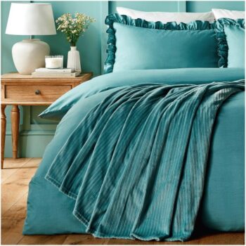 Silentnight Smokey duck egg Ribbed Plain Throw