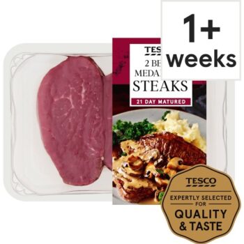 Tesco 2 Beef Medallion Steaks (340g)