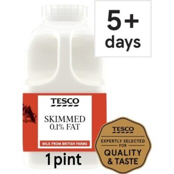 Tesco British Skimmed Milk (568ml, 1pt)