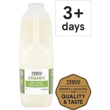 Tesco Organic British Semi Skimmed Milk (1.136l, 2pt)