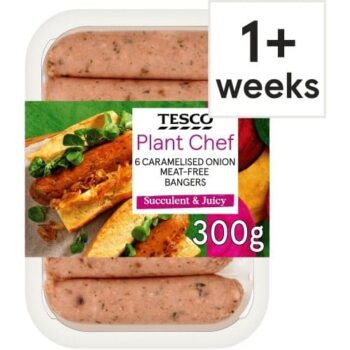 Tesco Plant Chef 6 Caramelised Onion Meat-Free Bangers (300g)
