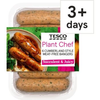 Tesco Plant Chef 6 Cumberland Style Meat-Free Bangers (300g)