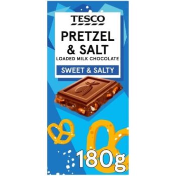 Tesco Pretzel & Salt Loaded Milk Chocolate (180g)
