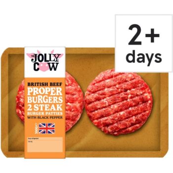 The Jolly Cow 2 British Beef Steak Burgers with Black Peppers