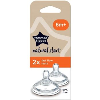 Tommee Tippee Closer to Nature Anti-Colic Baby Bottle Teats Soft Silicone Fast Flow 6m+ (2 x 6m)
