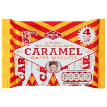 Tunnock's Real Milk Chocolate Caramel Wafer Biscuits (4 x 30g)