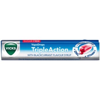 Vicks Triple Action Blackcurrant Lozenges Sugar Free (42g)