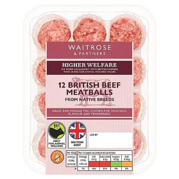 Waitrose 12 British Beef Meatballs (300g)