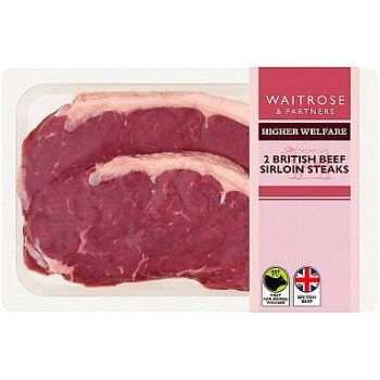 Waitrose 2 British Beef Sirloin Steaks (400g)