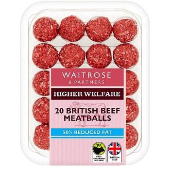 Waitrose 20 Native Breed Reduced Fat Beef Meatballs (300g)