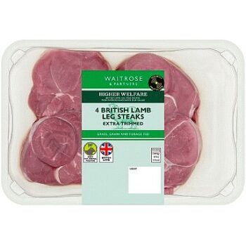 Waitrose 4 British Lamb Leg Steaks (450g)